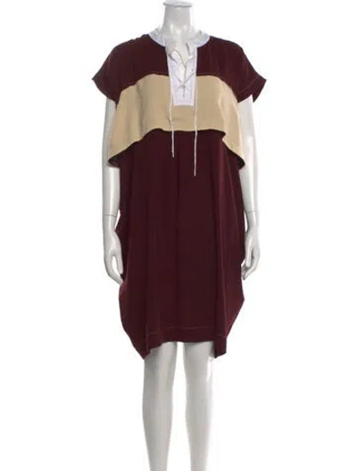 Pre-owned Carven Colorblock Pattern Mini Dress In Burgundy