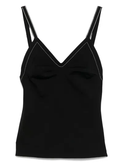 CARVEN CONTRAST-STITCHING TOP