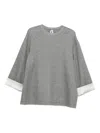 Carven Contrasting-cuff Top In Gray