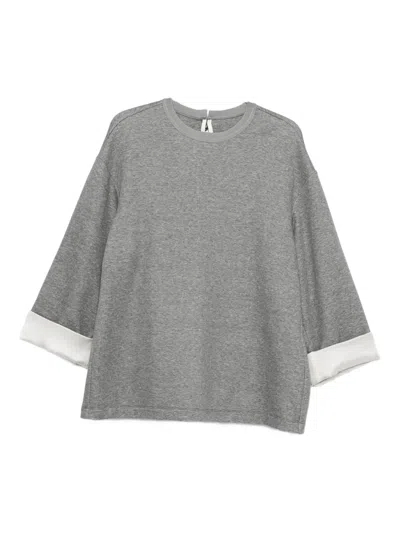 Carven Contrasting-cuff Top In Gray