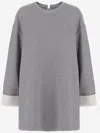 Carven Cotton Blend Sweatshirt With Contrasting Cuffs In Gray