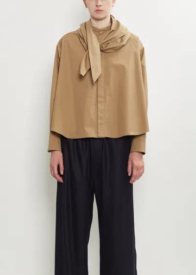 Carven Cotton Bow Shirt In Brown