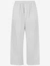 Carven Wide Leg Cotton Pants With Elasticized Waistband In White