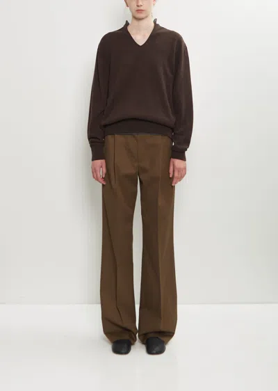 Carven Cotton Pleat-front Trouser In Brown