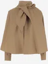 Carven Cotton Shirt With Bow In Neutral