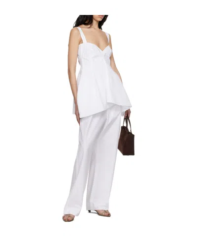 Carven Cotton-poplin Wide-leg Pants In White
