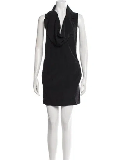Pre-owned Carven Cowl Neck Mini Dress In Black
