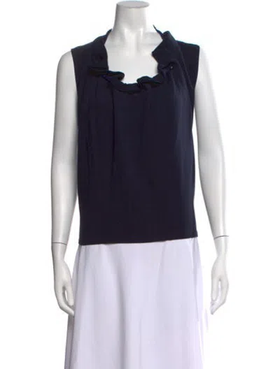 Pre-owned Carven Cowl Neck Sleeveless Top In Blue