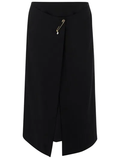 CARVEN CREPE SKIRT WITH BROOCH