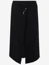 Carven Wrap-effect Embellished Crepe Midi Skirt In Black