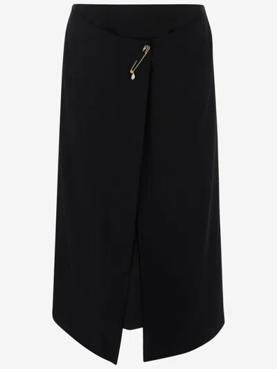 CARVEN CREPE SKIRT WITH BROOCH