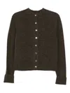 Carven Long-sleeved Knitted Cardigan In Brown