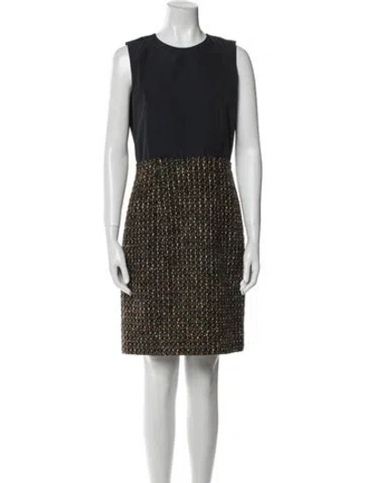 Pre-owned Carven Crew Neck Knee-length Dress In Black