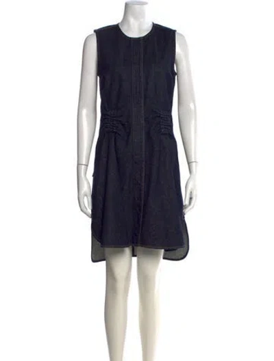 Pre-owned Carven Crew Neck Knee-length Dress In Blue