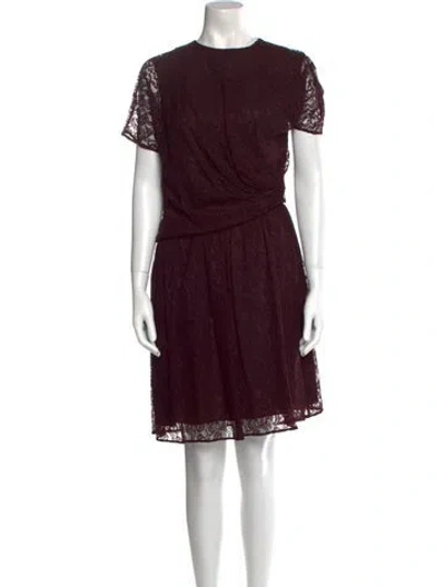 Pre-owned Carven Crew Neck Knee-length Dress In Burgundy