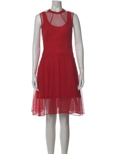Pre-owned Carven Crew Neck Knee-length Dress In Red