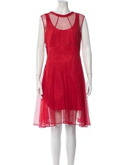 Pre-owned Carven Crew Neck Knee-length Dress In Red