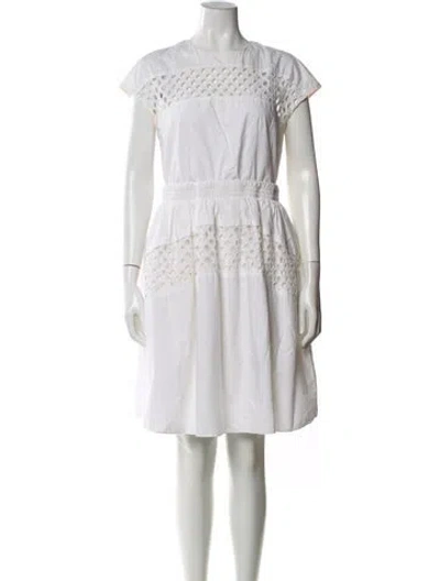 Pre-owned Carven Crew Neck Knee-length Dress In White