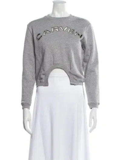 Pre-owned Carven Crew Neck Long Sleeve Crop Top In Gray