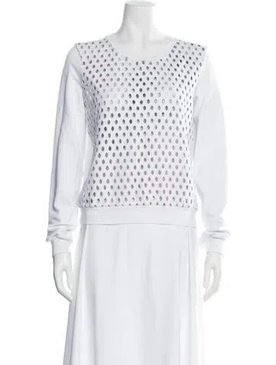 Pre-owned Carven Crew Neck Long Sleeve Sweatshirt In White