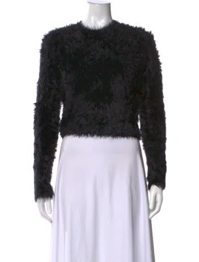 Pre-owned Carven Crew Neck Long Sleeve Top In Black