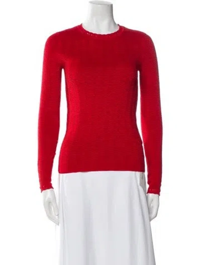 Pre-owned Carven Crew Neck Long Sleeve Top In Red