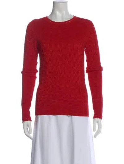 Pre-owned Carven Crew Neck Long Sleeve Top In Red