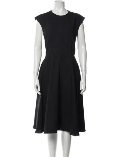 Pre-owned Carven Crew Neck Midi Length Dress In Black