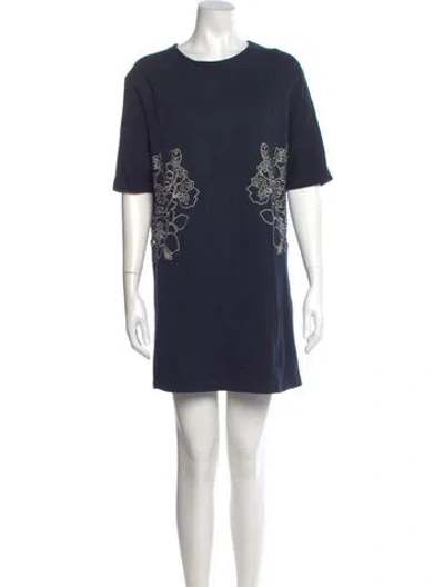 Pre-owned Carven Crew Neck Mini Dress In Blue