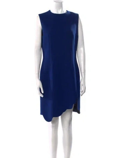 Pre-owned Carven Crew Neck Mini Dress In Blue