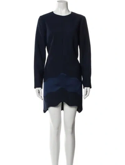 Pre-owned Carven Crew Neck Mini Dress In Blue