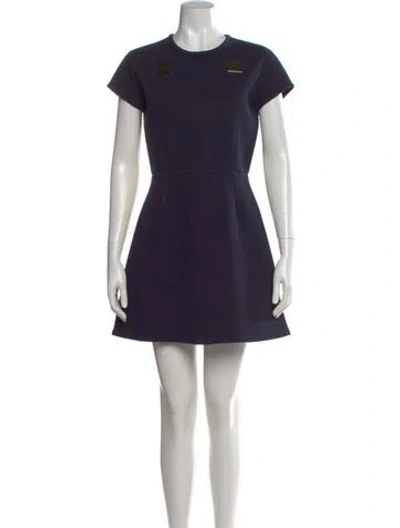 Pre-owned Carven Crew Neck Mini Dress In Blue