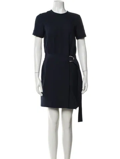 Pre-owned Carven Crew Neck Mini Dress In Blue
