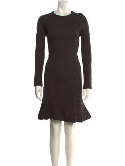 Pre-owned Carven Crew Neck Mini Dress In Brown