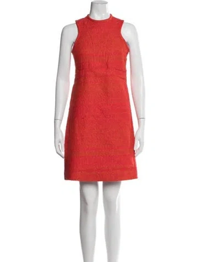 Pre-owned Carven Crew Neck Mini Dress In Red