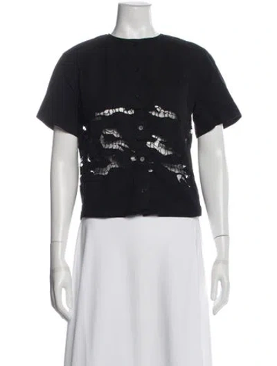 Pre-owned Carven Crew Neck Short Sleeve Top In Black