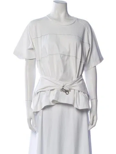 Pre-owned Carven Crew Neck Short Sleeve Top In White