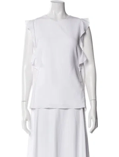 Pre-owned Carven Crew Neck Sleeveless Blouse In White