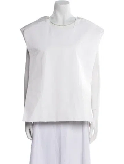 Pre-owned Carven Crew Neck Sleeveless Sweatshirt In White