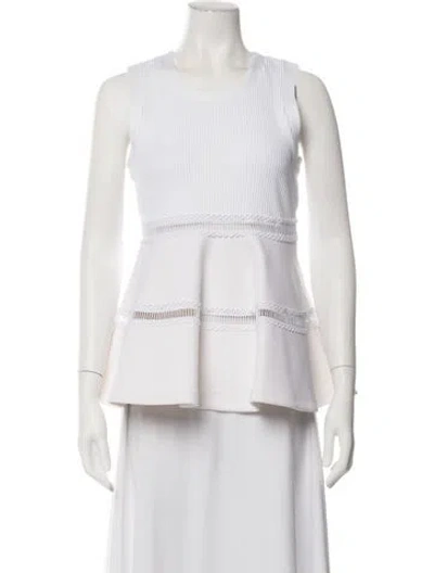 Pre-owned Carven Crew Neck Sleeveless Top W/ Tags In White
