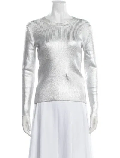 Pre-owned Carven Crew Neck Sweater In Metallic/silver