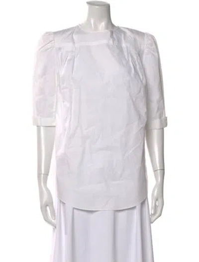 Pre-owned Carven Crew Neck Three-quarter Sleeve Top In Neutrals