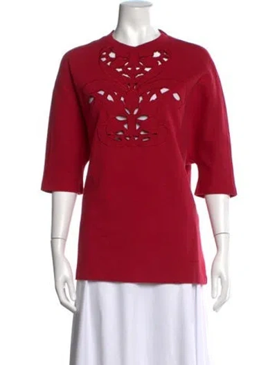 Pre-owned Carven Crew Neck Three-quarter Sleeve Top In Red