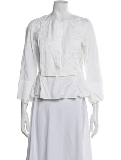 Pre-owned Carven Crew Neck Three-quarter Sleeve Top In White