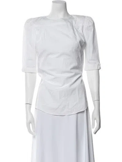 Pre-owned Carven Crew Neck Three-quarter Sleeve Top In White