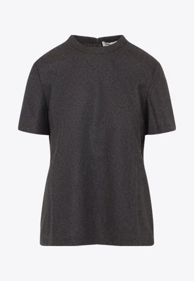 Carven Crewneck Zipped T-shirt In Gray
