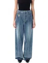 Carven Cotton Five-pocket Jeans With Key Pendant Detail In Washed Denim