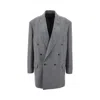 Carven Oversize Wool Blazer In Grey