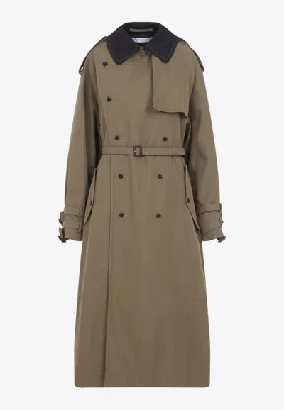 Carven Double-breasted Trench Coat In Brown