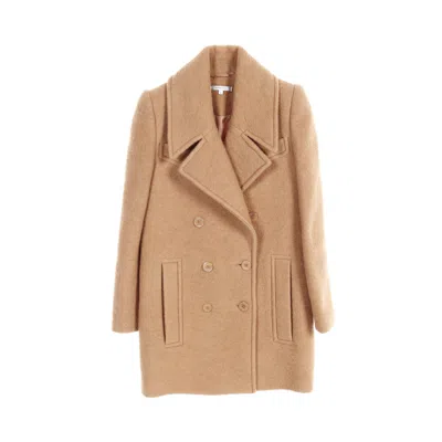 Carven Double Button Chester Coat Wool Beige